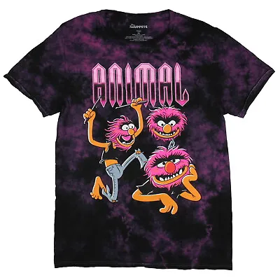 Disney The Muppets Men's Animal Drumming Purple Tie-Dye Adult T-Shirt • $22.95