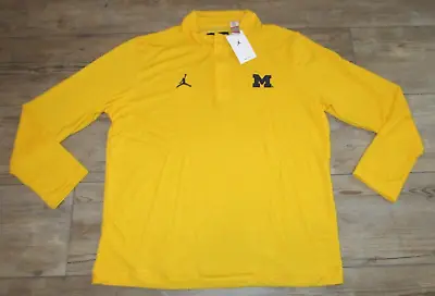 Jordan Michigan Wolverines Football 1/4 Zip Maize Pullover Shirt Jacket Men 3XL • $63.74