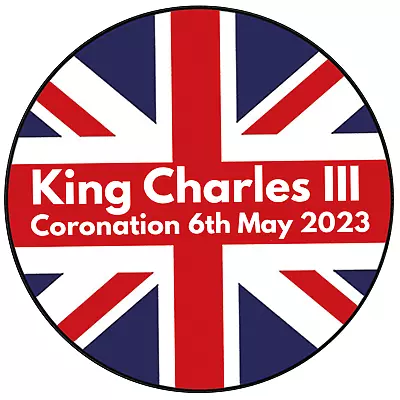 King Charles Coronation Union Jack 8  / 20cm Circle Icing Cake Topper Decoration • £5.99