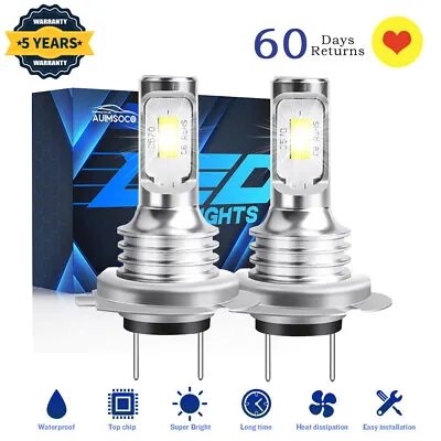 H7 LED Bulbs Kit Headlight Combo High Low Beam 6500K Super White Bright • $18.99