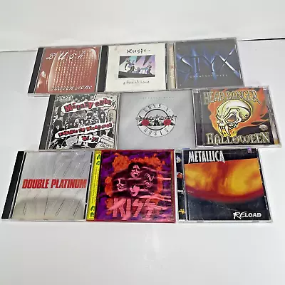 Lot Of 9 Rock CD’s Kiss Metallica Guns•N•Roses Styx Rush Motley Crue Lot #2 • $30