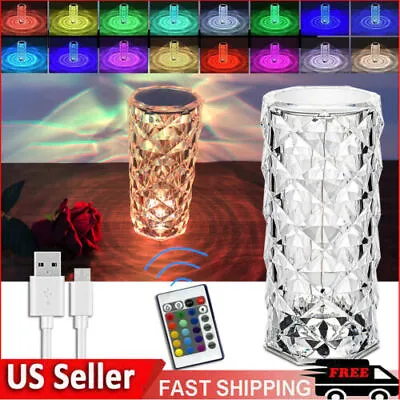 $13.49 • Buy LED Crystal Table Lamp Diamond Rose Night Light Touch Atmosphere Bedside Bar USA