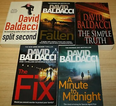 $29.99 • Buy David Baldacci Novels X5 - Split Second, Fallen, Simple Truth, The Fix, Minute