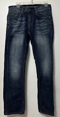 Mustang Men’s Jeans Oregon Straight 32/34 Slim Fit Low Rise Blue Distressed • $22.50