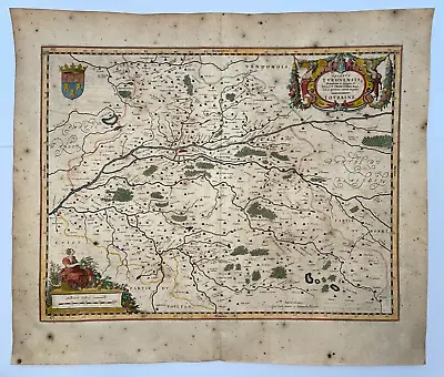 Touraine France 1640 Willem Blaeu Nice Large Antique Engraved Map 17th Century • £134.57