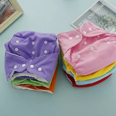 7Pcs Baby Cloth Nappies Reusable Pocket Nappy Washable Adjustable Cloth FlQCo • $23.19