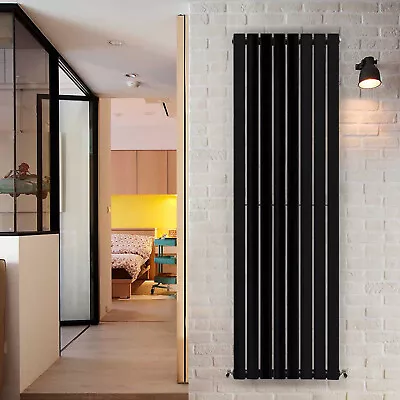 Modern Black Tall Upright Radiator Vertical Single Flat Column Panel 1800x544mm • £132.99