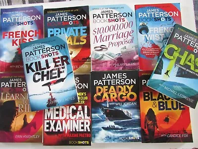 $50 • Buy 10 James Patterson Book Shots - Killer Chef, Deadly Cargo, Black & Blue, Etc