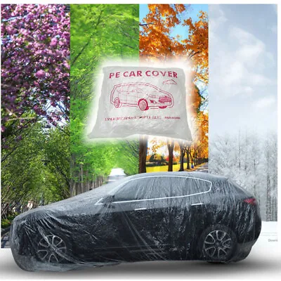 Clear Plastic Temporary Universal  Disposable Car Cover Rain Dust Garage Cover • $7.42