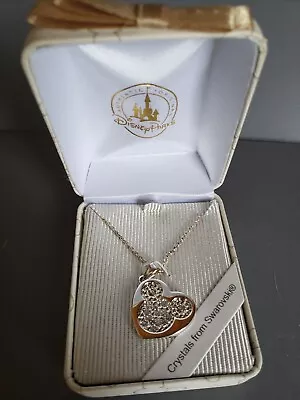 Disney Parks Exclusive Mickey Mouse Heart Necklace Pendant Swarovski Crystal NIB • $24.99