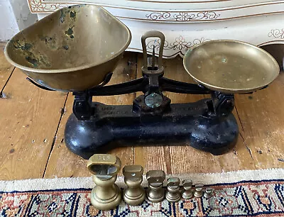 £17.99 • Buy Vintage LIBRA CO Black Cast Iron Scales Brass Bell Weights 1lb - 1/4oz