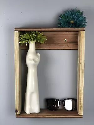 Handmade Reclaimed Wood Wall Shelf Rustic 15.5” Tall Farmhouse • $30