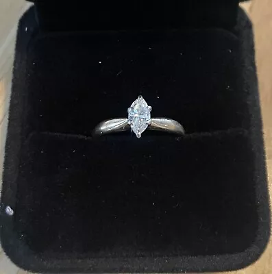 + Vintage 14k .33ct Marquise VS Diamond Solitaire Wedding Engagement Ring Size 7 • $1200