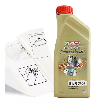 £18.95 • Buy Engine Oil Top Up 1 LITRE Castrol Edge Professional LL I 1L +Gloves,Wipes,Funnel