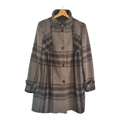 $22.50 • Buy Zara Woman Size M Wool Blend Plaid Coat Button Up With Pockets Winter Deep Fall 