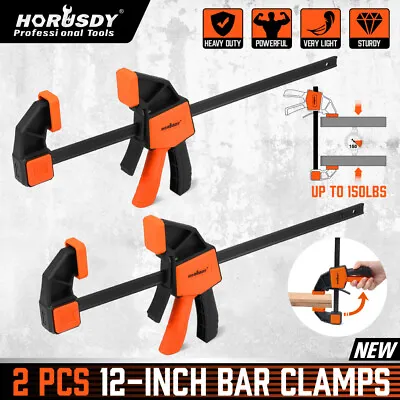 HORUSDY 2Pc 12inch Wood Clamps Quick Clamps F Clamp 150Lbs Load Limit Adjustable • $26.99