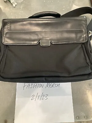 MANDARINA DUCK 8 Mens Black Leather Briefcase Laptop Bag W/ Strap VINTAGE • $119.99