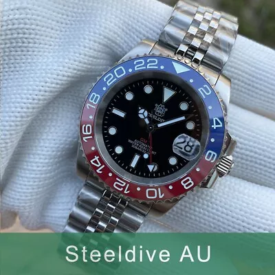 Steeldive SD1993 GMT  G-Master  Pepsi NH34 Sapphire Lume 300m Diver BNIB • $349