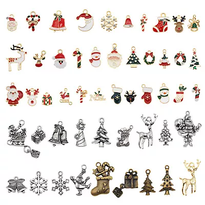 20 Mix Mini Christmas Santa Tree Snowman Elk Enamel Charm Xmas Alloy Pendant DIY • $7.12