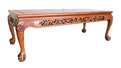 Gorgeous Japanese Chinese Hand Carved Coffee Table With Dragons Claw Ball Feet • $996.08