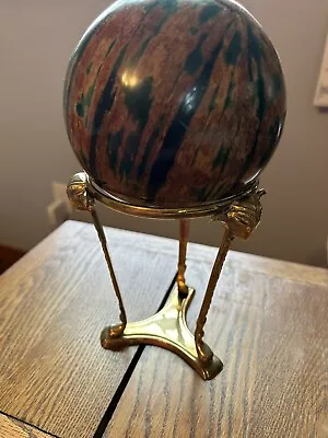 Vintage Pretty Colorful Orb On Gold Metal Stand Art Sculpture With Free Shipping • $49.99