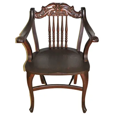 Antique Oak Armchair Antique Carved Oak Arm Chair #19573 • $365
