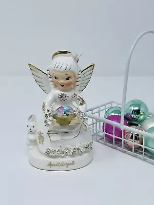 Vintage Napco Easter April Angel Figurine Spaghetti Bunny Basket A1364 Girl • $19.99