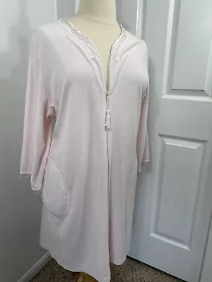 Miss Elaine 2X NWT Pink Robe Romantic Satin Trim Pockets Elegant • $32.98