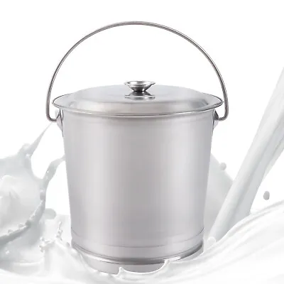 8L/ 14L Stainless Steel Milk Bucket With Lid Wine Milk Pail Beer Liquid Vessel  • $49