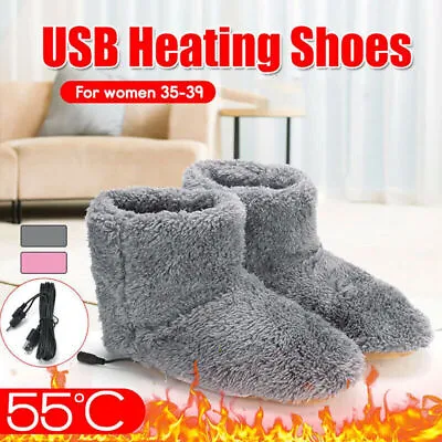 £6.65 • Buy Warm Snow Boots USB Electric Heating Shoes Winter Foot Warmer Slippers Adults
