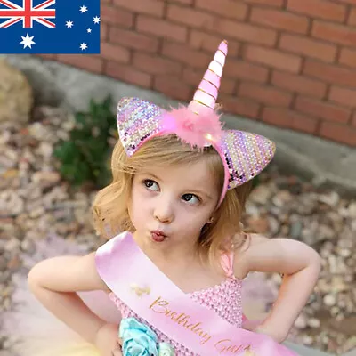 3/1pcs  Unicorn Headband Girls Glitter Unicorn Horn Ears Headband For Birthday • $9.99