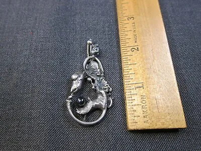 OOAK Sterling Silver Large Cast Modernist Brutalist Pendant W/hematite Stone • $29.99