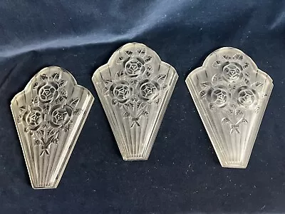 3 Lg Art Nouveau French Glass Slip Slip Shades Chandelier Sconce Gilles Paris • $174