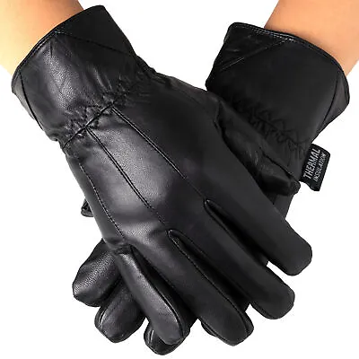 Alpine Swiss Mens Touch Screen Gloves Leather Thermal Lined Phone Texting Gloves • $17.99