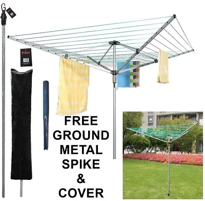 3 Arm / 4 Arm Outdoor Rotary Airer Folding Dryer / Telescopic Washing Line Prop • £19.99