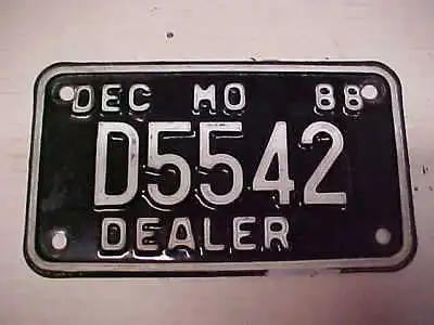 Original 1988 Missouri Motorcycle License Plate D5542 Vintage Harley Dealer MO • $79.99