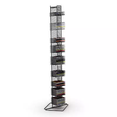 Contemporary 80-Disc Onyx Heavy Gauge Steel Media Storage Tower CD Tower Black • $32.39