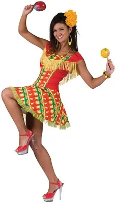 Mexican Fiesta Dress  Cinco De Mayo Halloween Sombreros Chiles Red Green Yellow • $28.88