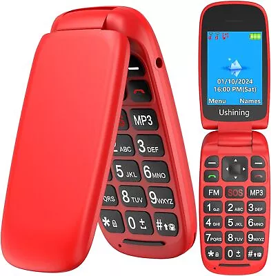 Ushining 1.8  Flip Mobile Phone Dual SIM Slots 2G Unlocked Big Button Cellphone • £19.99