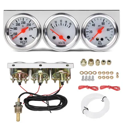 2'' 52mm Oil Pressure Volt Meter Mechanical Triple Gauge Water Temp Set Chrome • $26.99