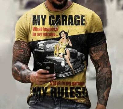 Mt Garage My Rules Mechanic Classic Vintage Pin Up Girl T-Shirt | REGULAR SIZING • $13.15