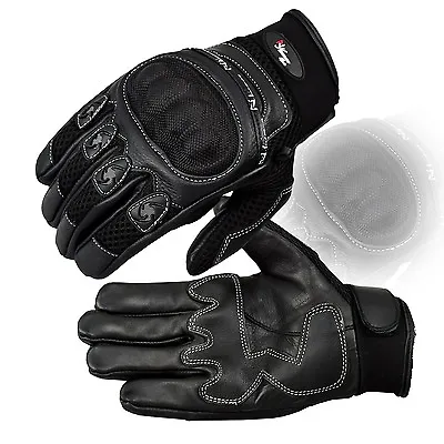Mens Knuckle Protective Vented Summer Short Motorbike /motorcycle Leather Gloves • £9.99
