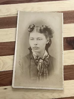 CDV Antique Photo Mourning Woman  Carte De Visite Civil War Era Iowa • $25