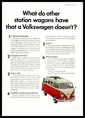 1966 VW Volkswagen Type 2 Transporter Microbus Camper Station Wagon Van Print Ad • $9.95