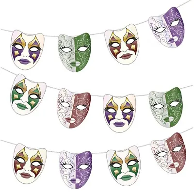 Masquerade Masks Bunting Birthday Events Party Decorations 12pcs / 2.5m Ribbon • £6.95