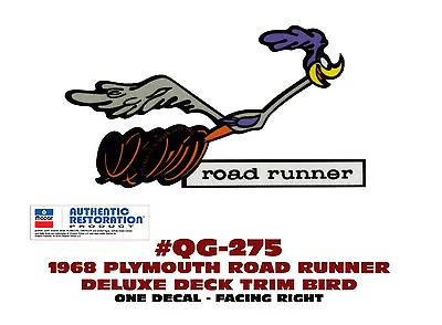 $16 • Buy QG-275 1968 PLYMOUTH ROAD RUNNER - DELUXE DECK TRIM - BIRD With NAME DECAL