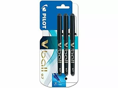 £6.95 • Buy 3 X Pilot V Ball Grip 07 Liquid Ink Rollerball Pens 0.7mm Tip BLACK (BLN-VBG7-B)