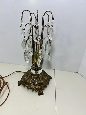 Vintage Hollywood Regency Waterfall Lamp Brass Base With Crystal Water Drops • $64.90