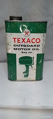 Vintage Texaco Outboard Motor Oil Sae 30 One Quart Tin Oil Can Marine • $14.99