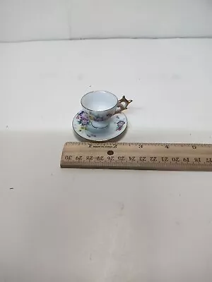 Purple And Yellow Flower Ceramic Teacup And Saucer For Decoration 2 In Small • $12